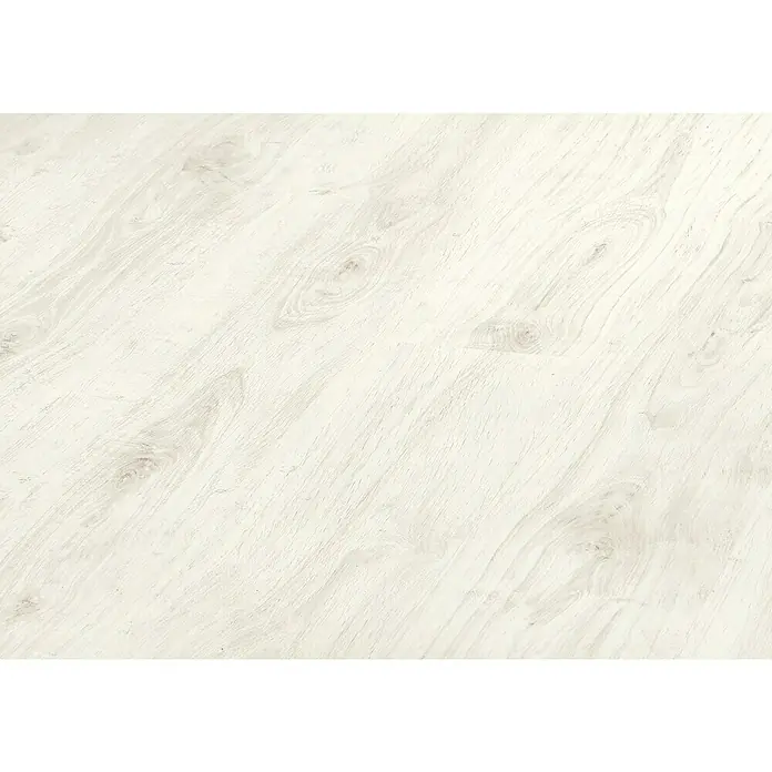 LOGOCLIC Laminado Roble Nebula - 1.380 x 193 x 8 mm, Gris, AC4 - Textura de madera clara y pálida con patrones de veta sutiles y nudos suaves.