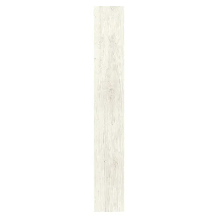 LOGOCLIC Laminado Roble Nebula - 1.380 x 193 x 8 mm, Gris, AC4 - Azulejo blanco imitación madera, con veta prominente y textura natural, ideal para interiores modernos.