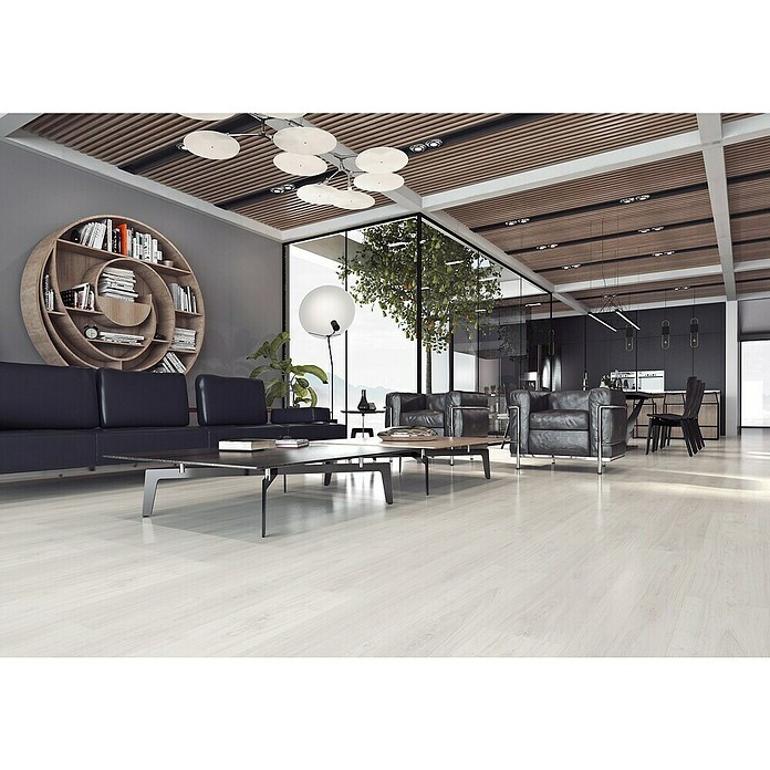LOGOCLIC Laminado Roble Nebula (1.380 x 193 x 8 mm, Gris, AC4) | BAUHAUS