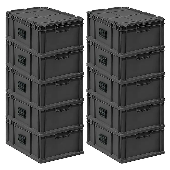 Proregal Euroboxen-Set 10x NextGen Portable - L x B x H: 60 x 40 x 23,5 cm, Kunststoff, Schwarz, 10 Stk.