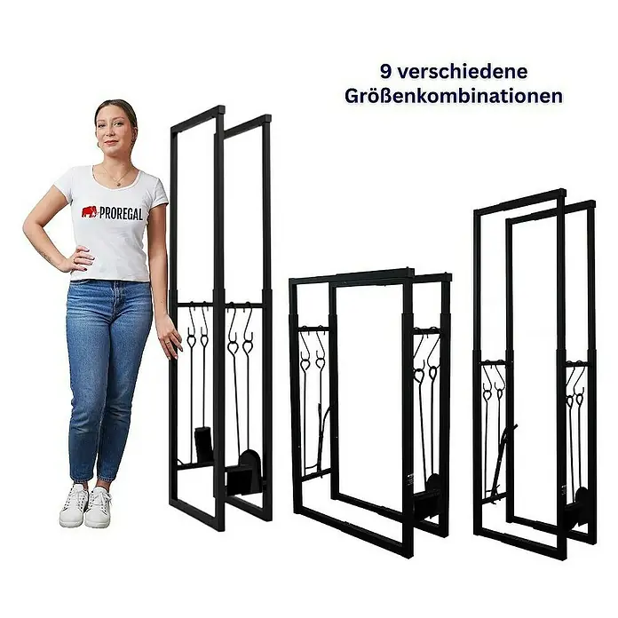 Proregal Kaminholzregal - 25 x 25 x 150 cm, Stahl, Schwarz
