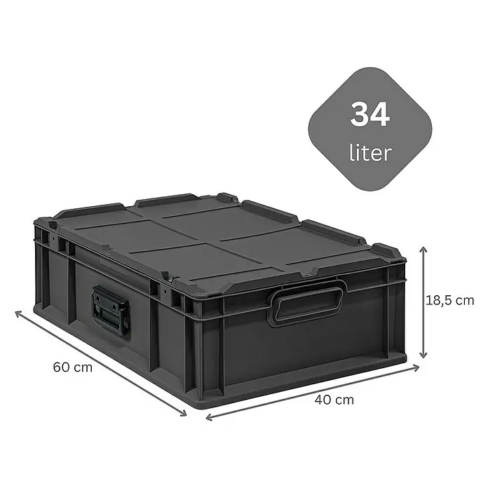 Proregal Euroboxen-Set 5x NextGen Portable - L x B x H: 60 x 40 x 18,5 cm, Kunststoff, Schwarz, 5 Stk.