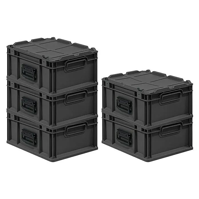 Proregal Euroboxen-Set 5x NextGen Portable - L x B x H: 40 x 30 x 18,5 cm, Kunststoff, Schwarz, 5 Stk.