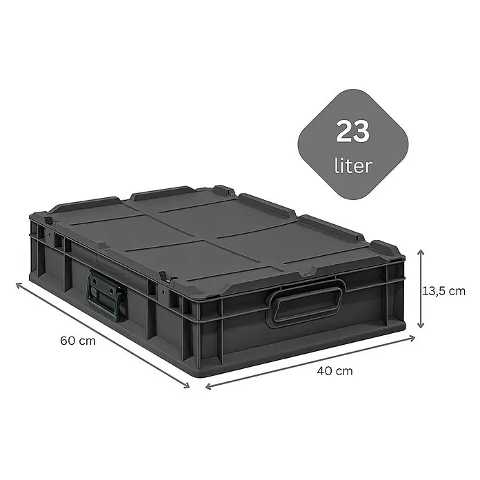 Proregal Euroboxen-Set 5x NextGen Portable - L x B x H: 60 x 40 x 13,5 cm, Kunststoff, Schwarz, 5 Stk.