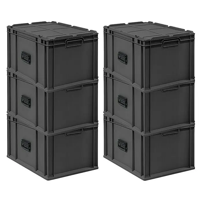 Proregal Euroboxen-Set 6x NextGen Portable - L x B x H: 60 x 40 x 33,5 cm, Kunststoff, Schwarz, 6 Stk.