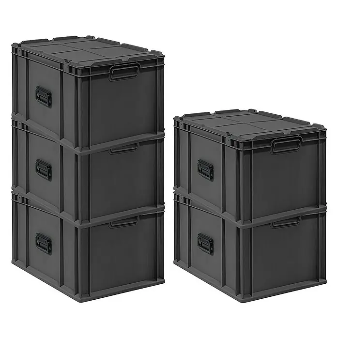 Proregal Euroboxen-Set 5x NextGen Portable - L x B x H: 60 x 40 x 33,5 cm, Kunststoff, Schwarz, 5 Stk.