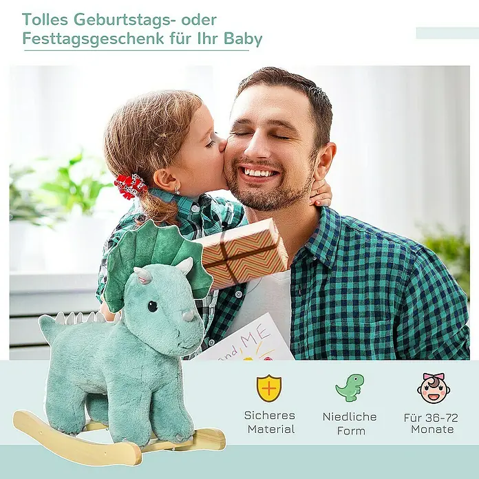 Homcom Holzpferd - L x B x H: 64 x 30 x 54 cm, Altersempfehlung: 3 Jahre - 6 Jahre