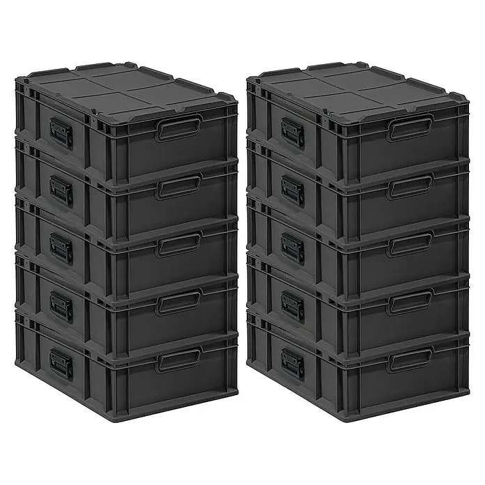 Proregal Euroboxen-Set 10x NextGen Portable - L x B x H: 60 x 40 x 18,5 cm, Kunststoff, Schwarz, 10 Stk.