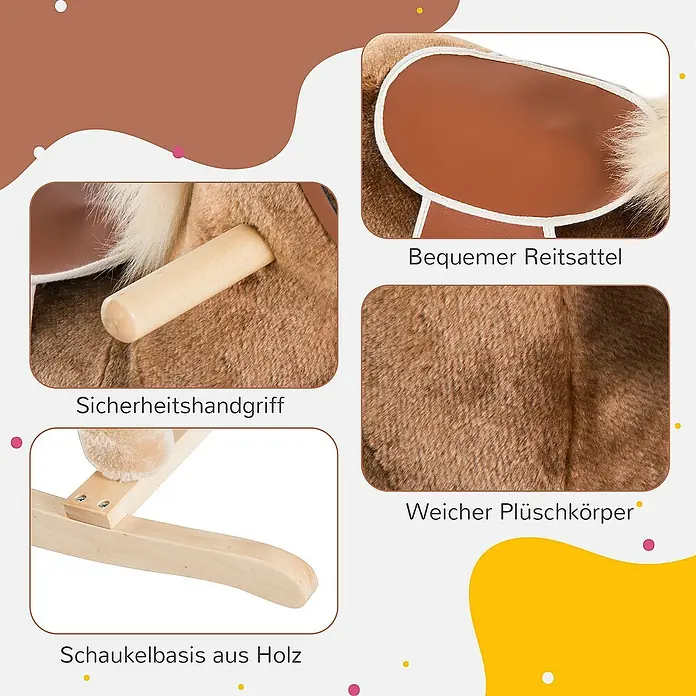 Homcom Holzpferd - L x B x H: 74 x 33 x 62 cm