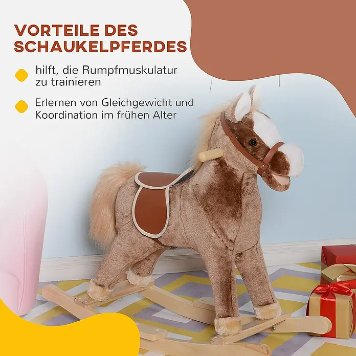 Homcom Holzpferd - L x B x H: 74 x 33 x 62 cm