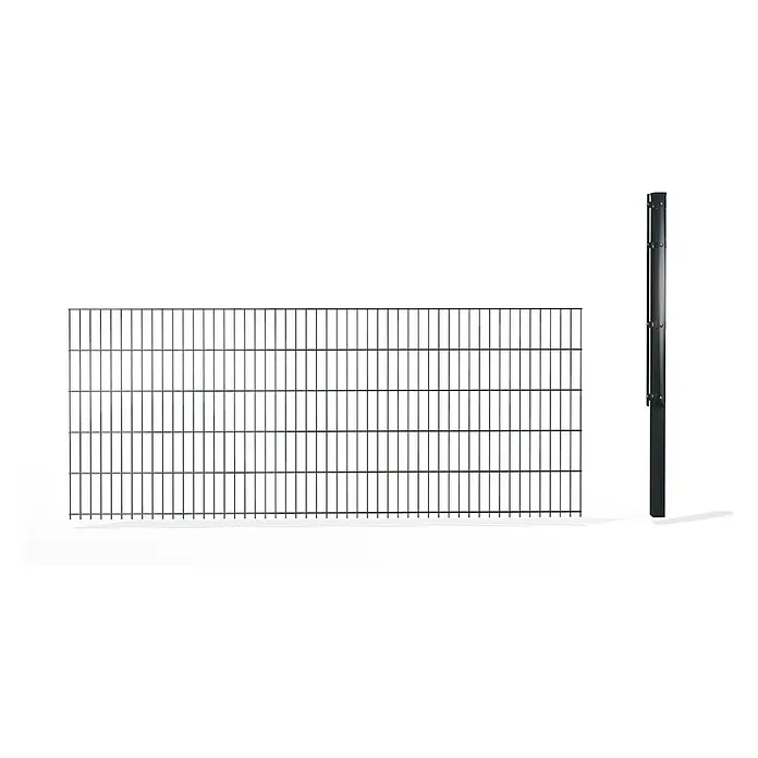 Hadra Zaun-Set DSM Erweiterung 6/5/6 mit Eckpfosten - 2,5 x 0,6 m, Anthrazit, 2 -tlg., Mit Flachhalter - Dunkles Metallzaunfeld und passender Pfosten für sichere Perimeterzäune.