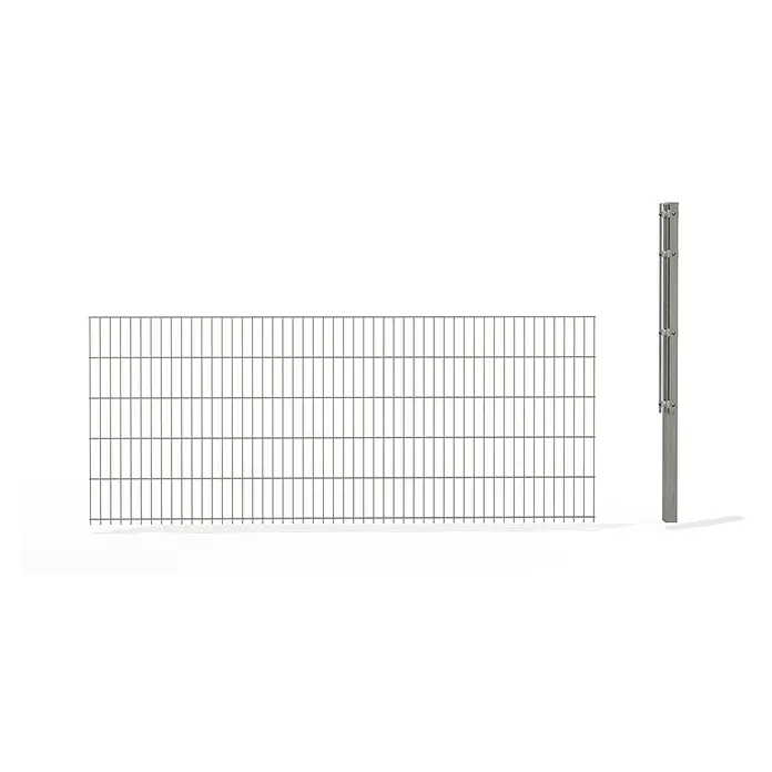 Hadra Zaun-Set DSM Erweiterung 6/5/6 mit Eckpfosten - 2,5 x 1 m, Grau, 2 -tlg., Mit Flachhalter - Graues Drahtgitter-Zaunfeld und passender Zaunpfosten für ein Zaunsystem.