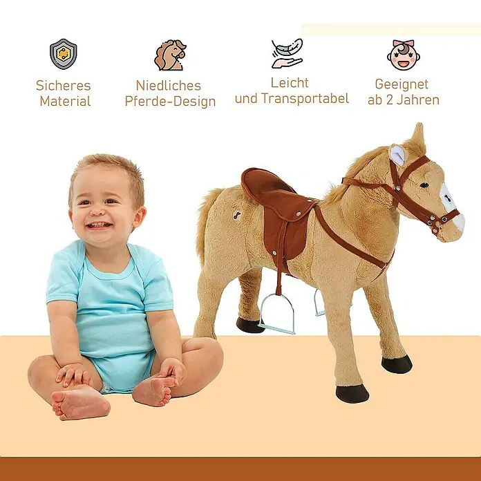 Homcom Holzpferd - L x B x H: 85 x 28 x 60 cm, Altersempfehlung: 2 Jahre
