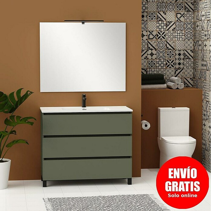 Artysan Conjunto de mueble de baño Neeko (Ancho: 100 cm, Verde musgo, 3 pzs.) | BAUHAUS