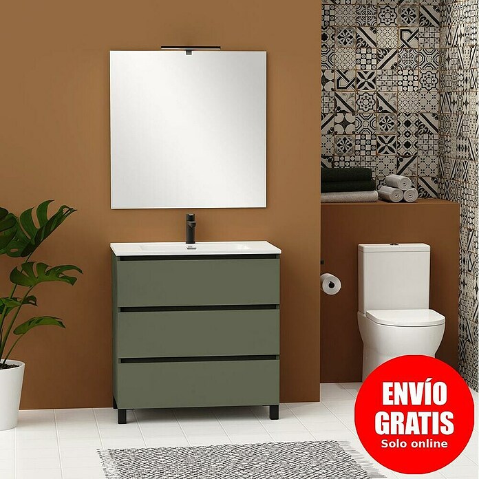 Artysan Conjunto de mueble de baño Neeko (Ancho: 90 cm, Verde musgo, 3 pzs.) | BAUHAUS