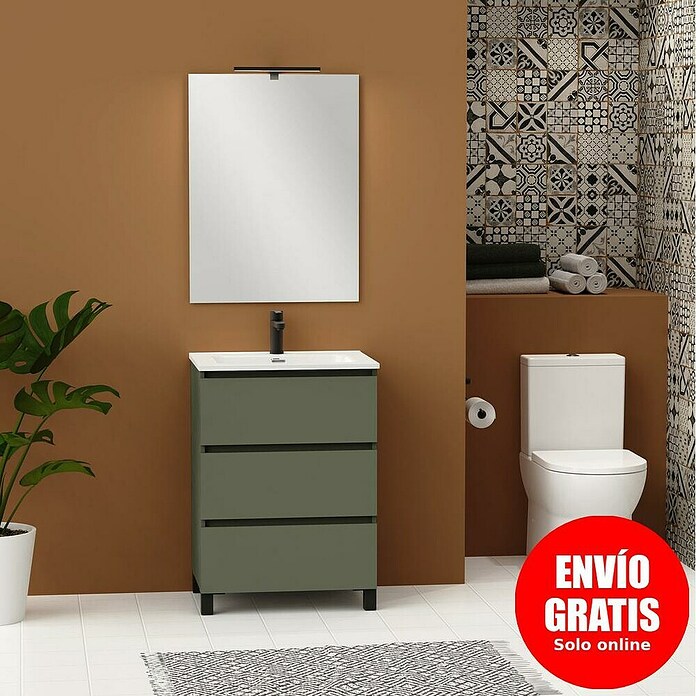 Artysan Conjunto de mueble de baño Neeko (Ancho: 80 cm, Verde musgo, 3 pzs.) | BAUHAUS