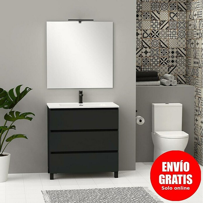 Artysan Conjunto de mueble de baño Neeko (Ancho: 80 cm, Negro, 3 pzs.) | BAUHAUS