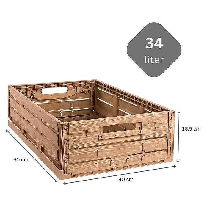 Proregal Klappbox Active Lock Holzdekor - L x B x H: 60 x 40 x 16,5 cm, Braun