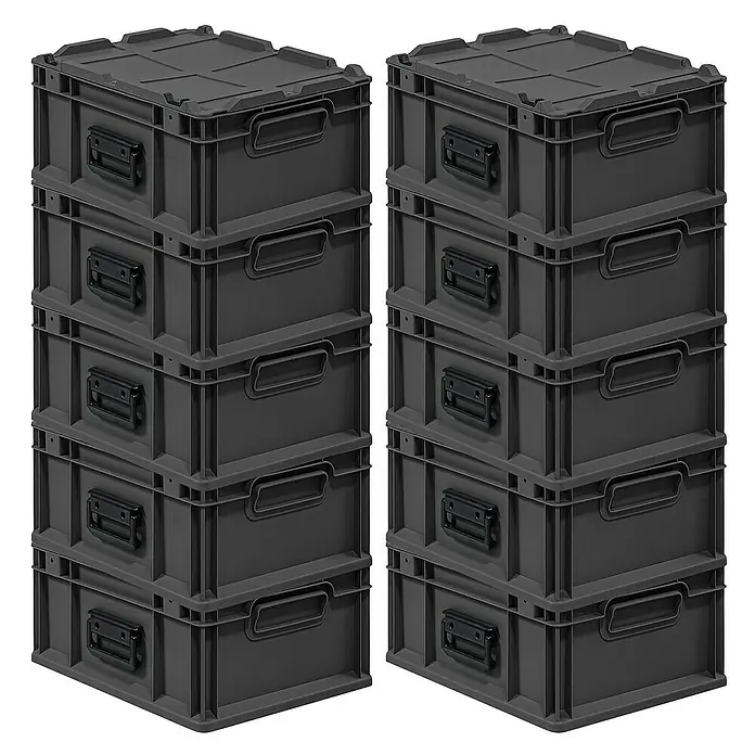 Proregal Euroboxen-Set 10x NextGen Portable - L x B x H: 40 x 30 x 18,5 cm, Kunststoff, Schwarz, 10 Stk.