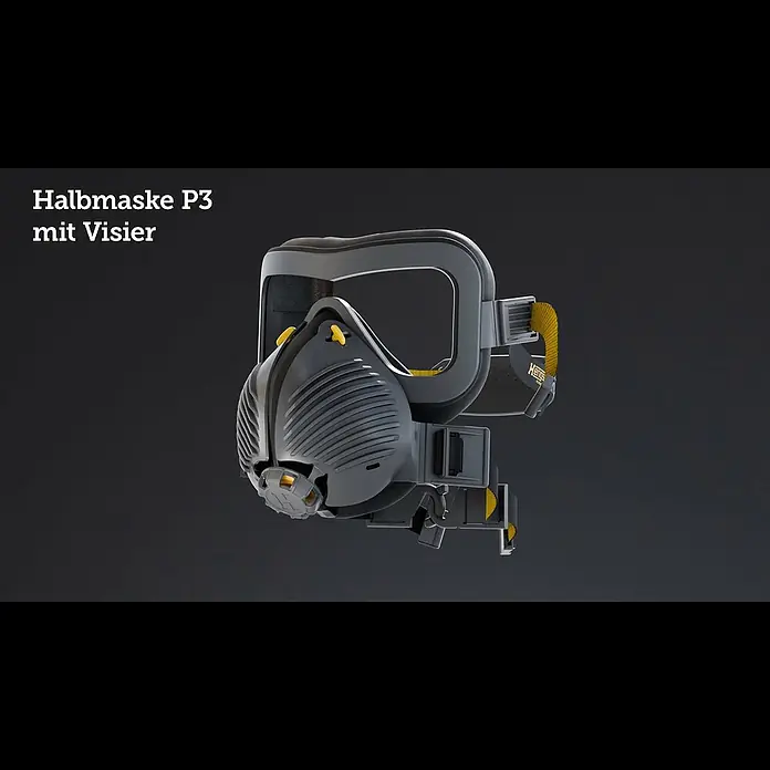 Hengst Atemschutzmaske mit Schutzbrille - P3 - Die Halbmaske P3 Visor von Hengst Filtration: Maximaler Schutz, freie Sicht, hoher Tragekomfort