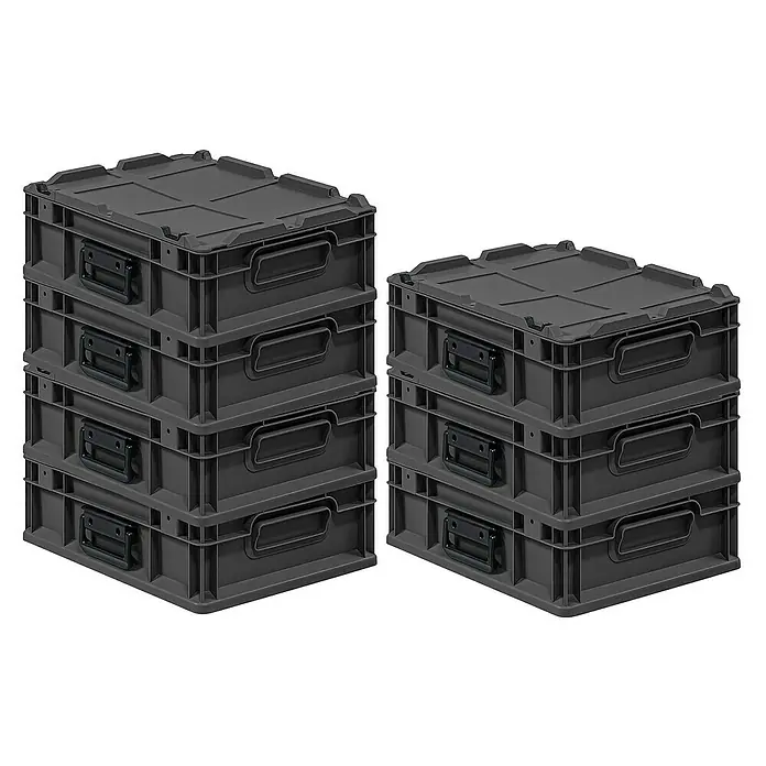 Proregal Euroboxen-Set 7x NextGen Portable - L x B x H: 40 x 30 x 13,5 cm, Kunststoff, Schwarz, 7 Stk.