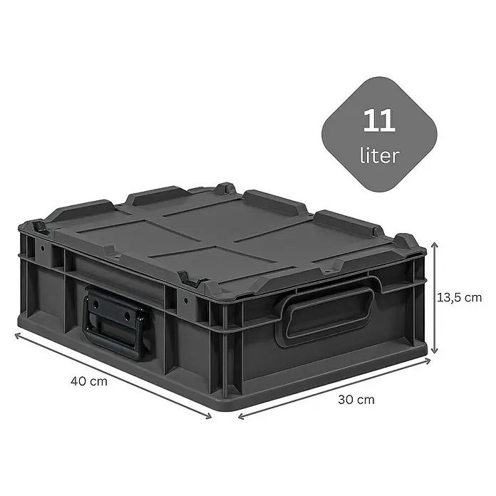 Proregal Euroboxen-Set 7x NextGen Portable - L x B x H: 40 x 30 x 13,5 cm, Kunststoff, Schwarz, 7 Stk.