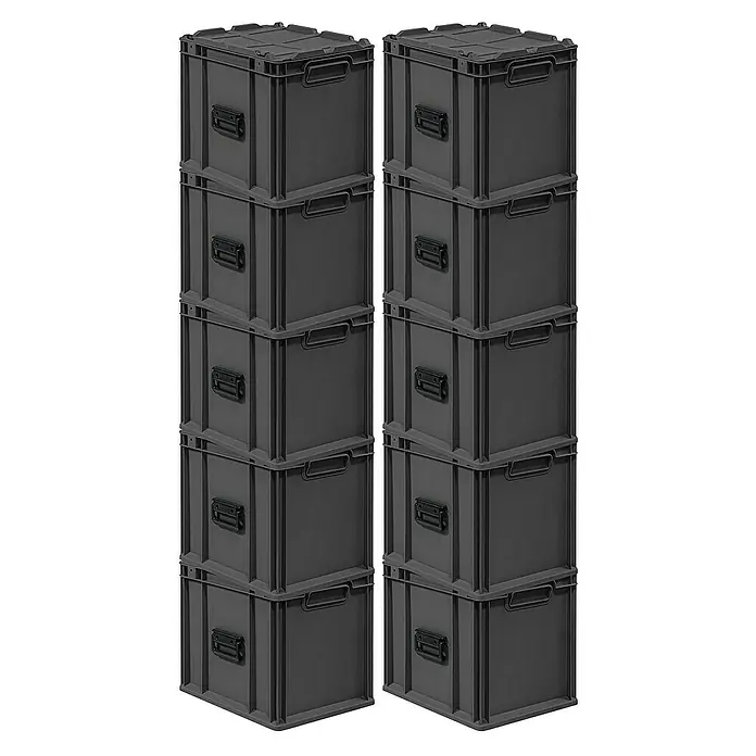 Proregal Euroboxen-Set 10x NextGen Portable - L x B x H: 40 x 30 x 33,5 cm, Kunststoff, Schwarz, 10 Stk.