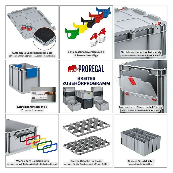 Proregal Euroboxen-Set 12x NextGen Portable - Kunststoff, Schwarz, 12 Stk.