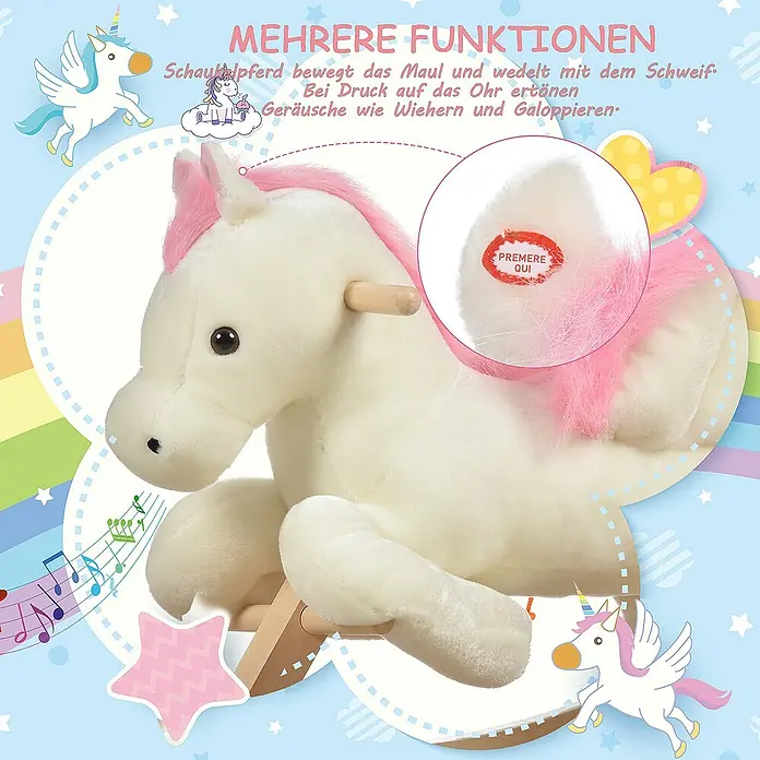 Homcom Holzpferd - L x B x H: 70 x 28 x 57 cm, Altersempfehlung: 1,5 Jahre