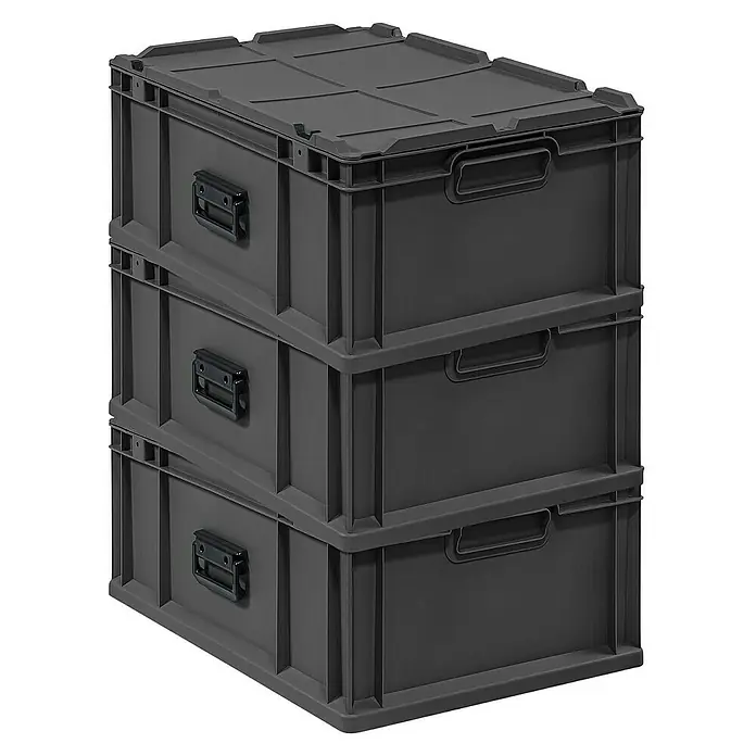 Proregal Euroboxen-Set 3x NextGen Portable - L x B x H: 60 x 40 x 23,5 cm, Kunststoff, Schwarz, 3 Stk.