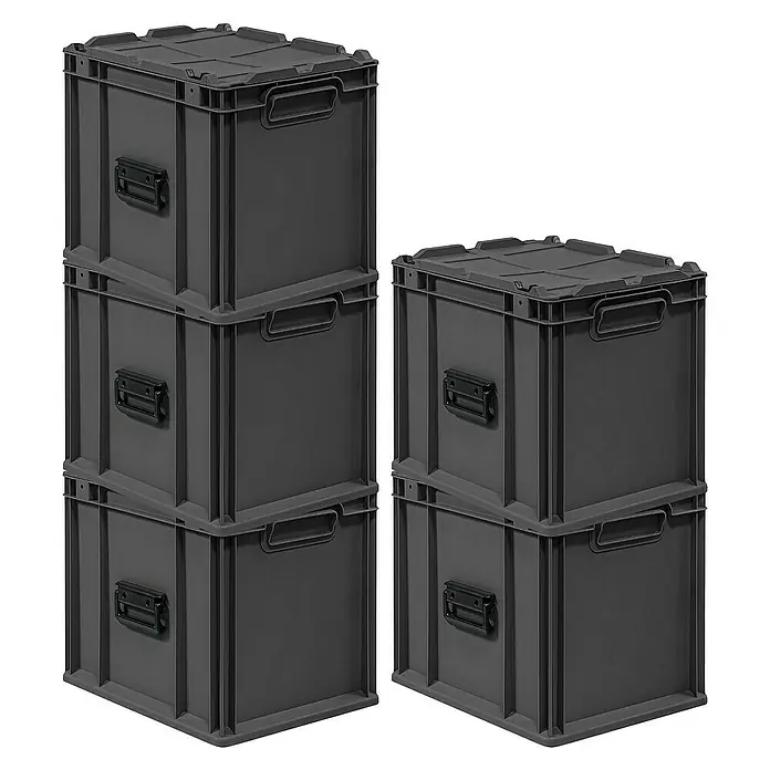 Proregal Euroboxen-Set 5x NextGen Portable - L x B x H: 40 x 30 x 33,5 cm, Kunststoff, Schwarz, 5 Stk.