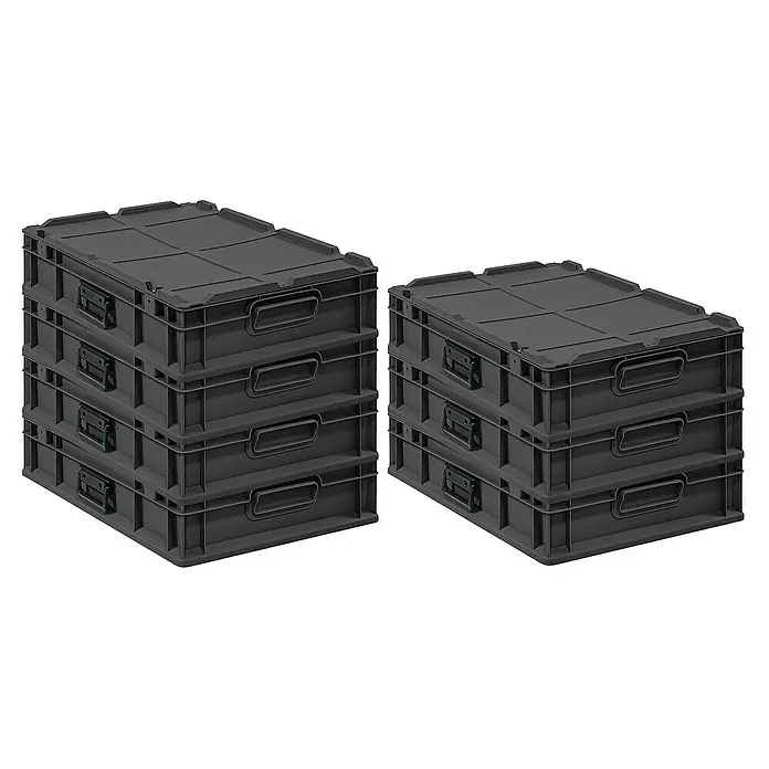 Proregal Euroboxen-Set 7x NextGen Portable - L x B x H: 60 x 40 x 13,5 cm, Kunststoff, Schwarz, 7 Stk.