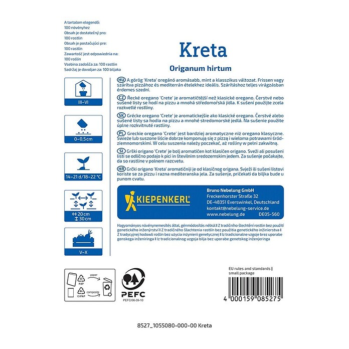 Kiepenkerl Zeliščna semena Grški origano Kreta  (Origanum hirtum, Čas setve: Marec, Čas žetve: Maj) | 8127 - Feinsämereien in PG Marke | IBYA - Sämereien | IBY - Sämereien | IB - Grünpflanzen/Sämereien | I - Stadtgarten | BAUHAUS