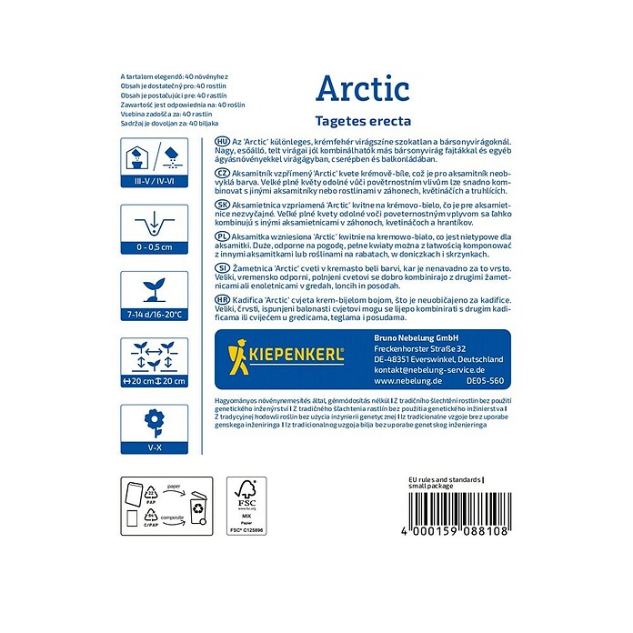 Kiepenkerl Cvetlična semena Pokončna žametnica Arctic  (Tagetes erecta, Rumena) | 8127 - Feinsämereien in PG Marke | IBYA - Sämereien | IBY - Sämereien | IB - Grünpflanzen/Sämereien | I - Stadtgarten | BAUHAUS