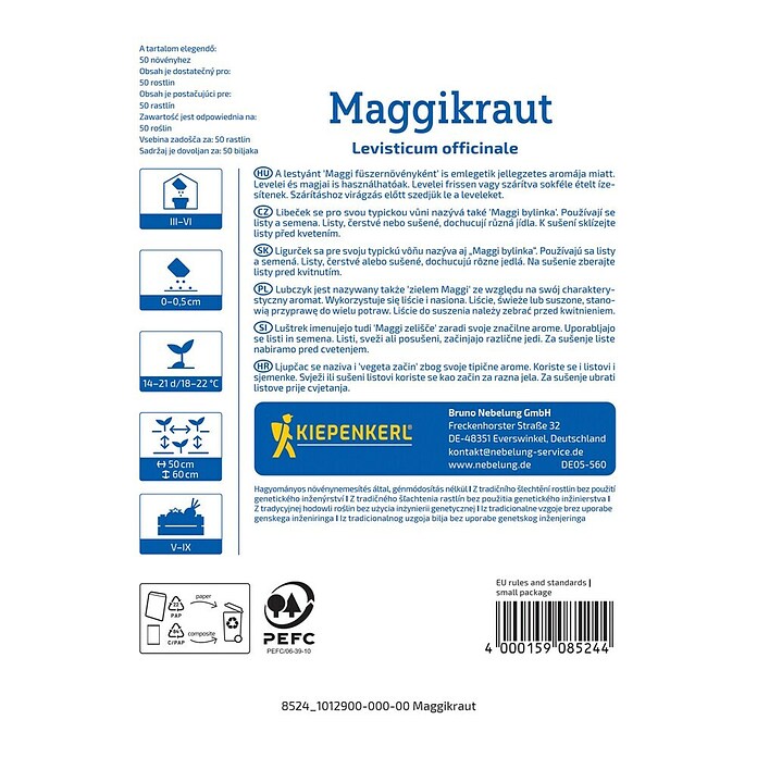 Kiepenkerl Zeliščna semena Luštrek  (Levisticum officinale, Čas setve: Marec, Čas žetve: Maj) | 8127 - Feinsämereien in PG Marke | IBYA - Sämereien | IBY - Sämereien | IB - Grünpflanzen/Sämereien | I - Stadtgarten | BAUHAUS