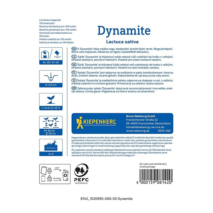 Kiepenkerl Zelenjavna semena Solata Dynamite  (Lactuca sativa, Čas žetve: Maj) | 8127 - Feinsämereien in PG Marke | IBYA - Sämereien | IBY - Sämereien | IB - Grünpflanzen/Sämereien | I - Stadtgarten | BAUHAUS