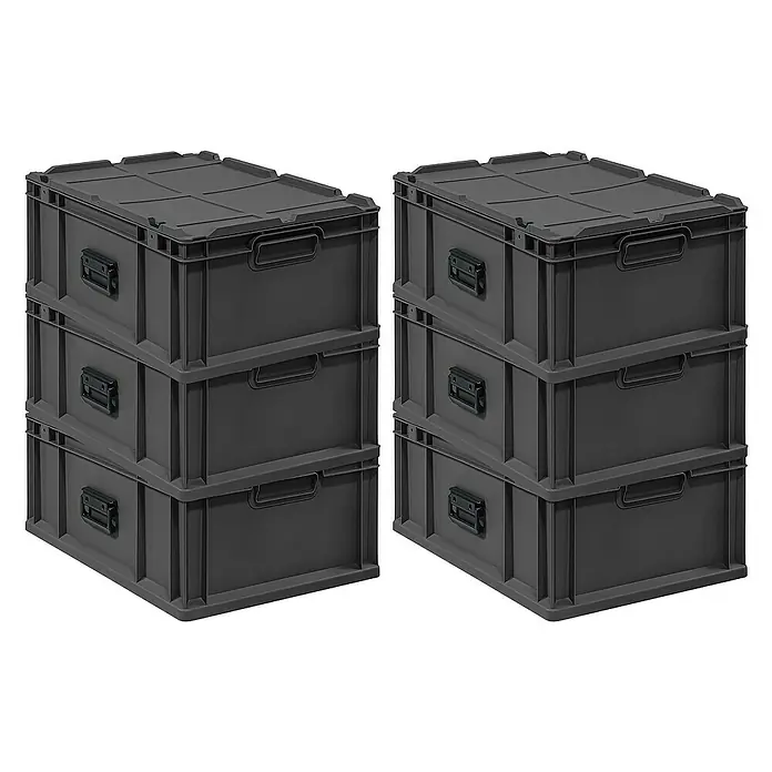 Proregal Euroboxen-Set 6x NextGen Portable - L x B x H: 60 x 40 x 23,5 cm, Kunststoff, Schwarz, 6 Stk.