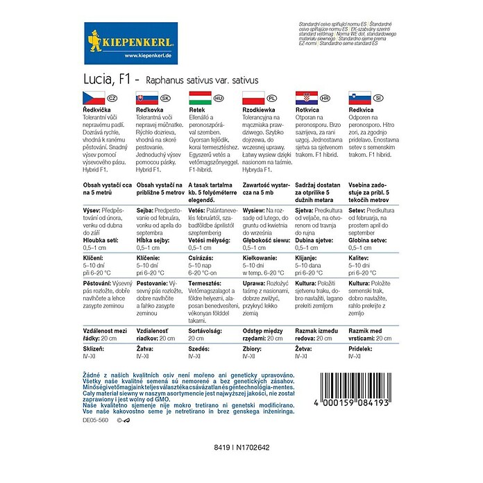 Kiepenkerl Zelenjavna semena Redkvica Lucia  (Raphanus sativus var. sativus, Čas žetve: April) | 8127 - Feinsämereien in PG Marke | IBYA - Sämereien | IBY - Sämereien | IB - Grünpflanzen/Sämereien | I - Stadtgarten | BAUHAUS
