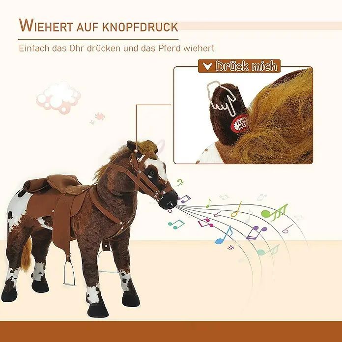 Homcom Holzpferd - Braun+Weiß, Altersempfehlung: 2 Jahre