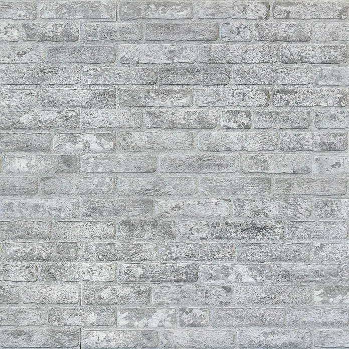 Panel de pared Ultra - 67 x 25 cm, Gris, 6 ud. - Textura de pared de ladrillo gris con acabado rústico y envejecido.