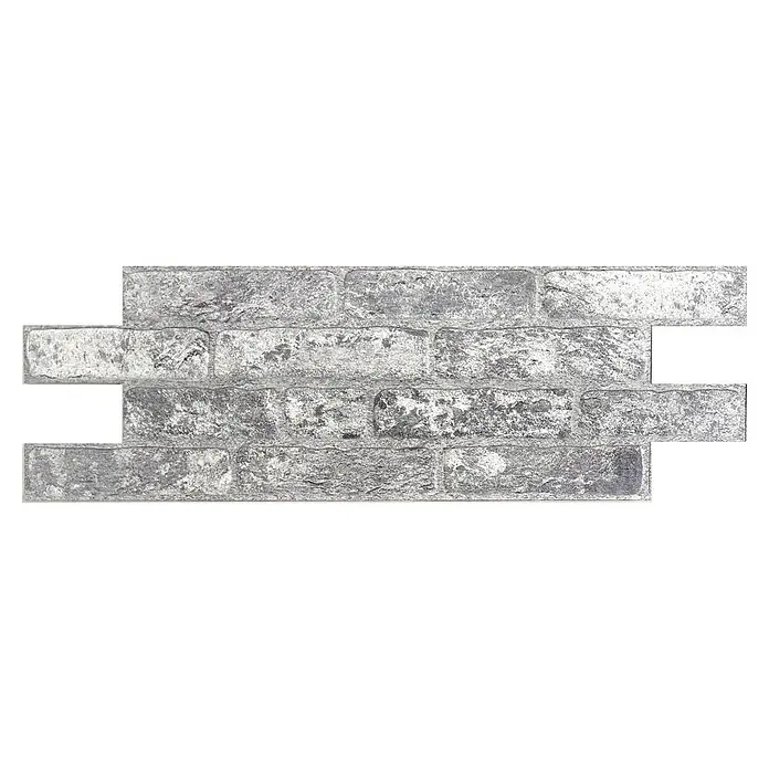 Panel de pared Ultra - 67 x 25 cm, Gris, 6 ud. - Azulejo de pared efecto ladrillo gris y blanco envejecido, para decoración interior.