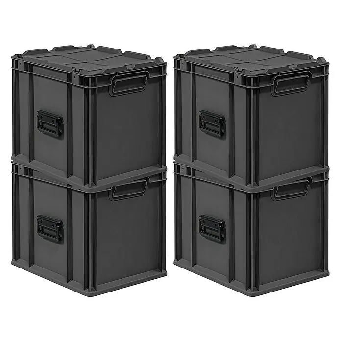 Proregal Euroboxen-Set 4x NextGen Portable - L x B x H: 40 x 30 x 33,5 cm, Kunststoff, Schwarz, 4 Stk.
