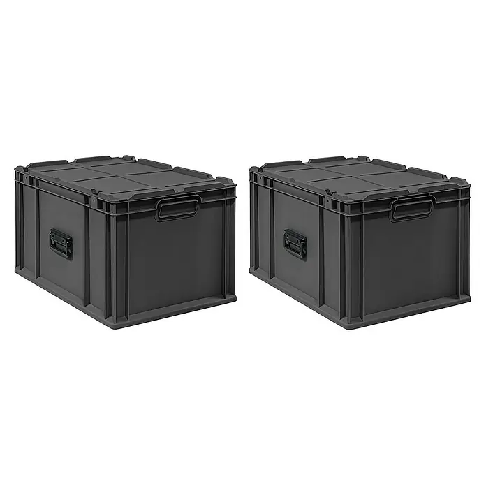 Proregal Euroboxen-Set 2x NextGen Portable - L x B x H: 60 x 40 x 33,5 cm, Kunststoff, Schwarz, 2 Stk.