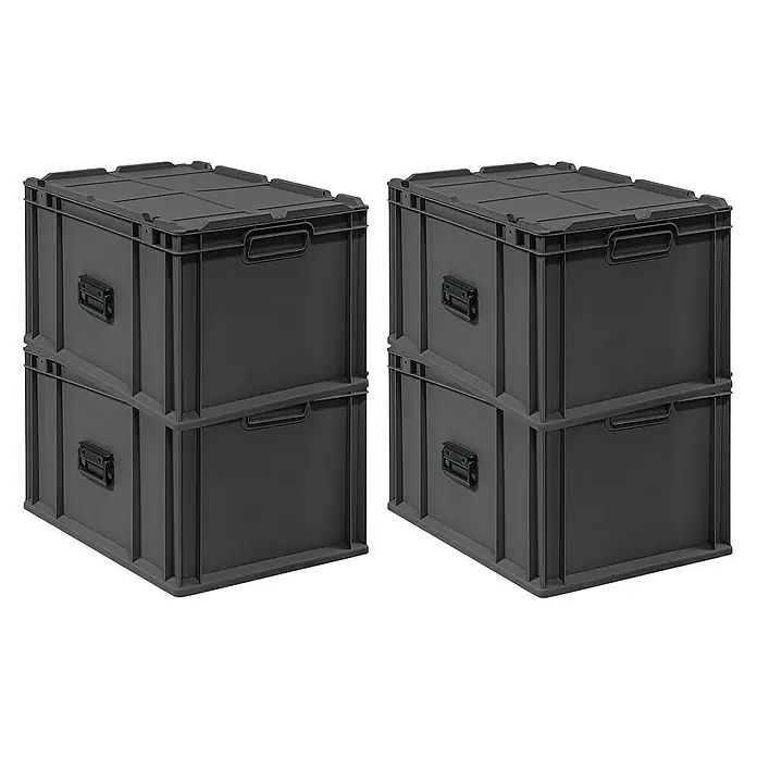 Proregal Euroboxen-Set 4x NextGen Portable - L x B x H: 60 x 40 x 33,5 cm, Kunststoff, Schwarz, 4 Stk.