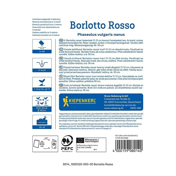 Kiepenkerl Zelenjavna semena Fižol Borlotto Rosso  (Phaseolus vulgaris, Čas žetve: Julij) | 8127 - Feinsämereien in PG Marke | IBYA - Sämereien | IBY - Sämereien | IB - Grünpflanzen/Sämereien | I - Stadtgarten | BAUHAUS