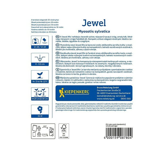 Kiepenkerl Mešana cvetlična semena Gozdna spominčica Jewel  (Myosotis sylvatica, Večbarvna) | 8127 - Feinsämereien in PG Marke | IBYA - Sämereien | IBY - Sämereien | IB - Grünpflanzen/Sämereien | I - Stadtgarten | BAUHAUS