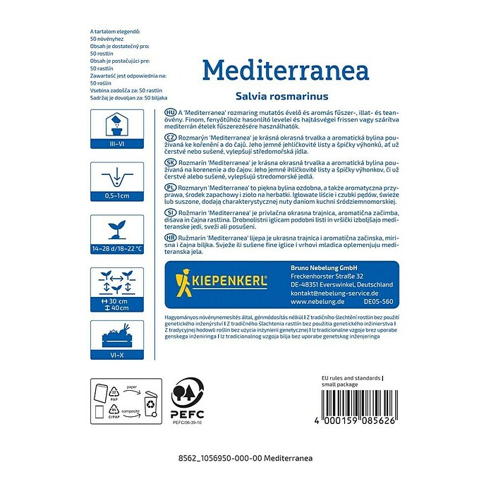Kiepenkerl Zeliščna semena Rožmarin  (Salvia rosmarinus, Čas setve: Marec, Čas žetve: Junij) | 8127 - Feinsämereien in PG Marke | IBYA - Sämereien | IBY - Sämereien | IB - Grünpflanzen/Sämereien | I - Stadtgarten | BAUHAUS