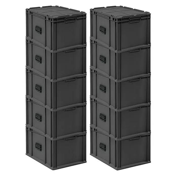 Proregal Euroboxen-Set 10x NextGen Portable - L x B x H: 60 x 40 x 33,5 cm, Kunststoff, Schwarz, 10 Stk.