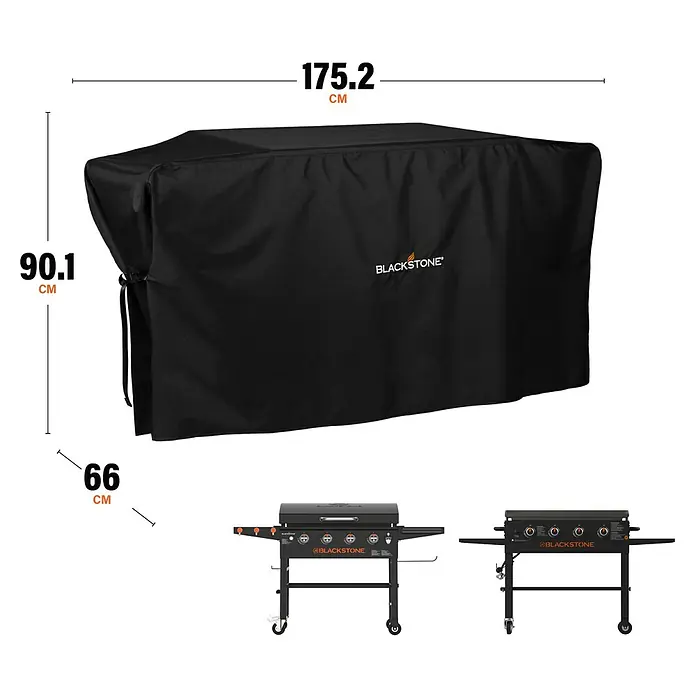 Blackstone Funda protectora para barbacoa de 4 quemadores - Específico para: Parrillas Blackstone 36" Plancha, Poliéster - Funda negra para plancha, 175,2 cm de largo, 90,1 cm de alto, 66 cm de profundidad.
