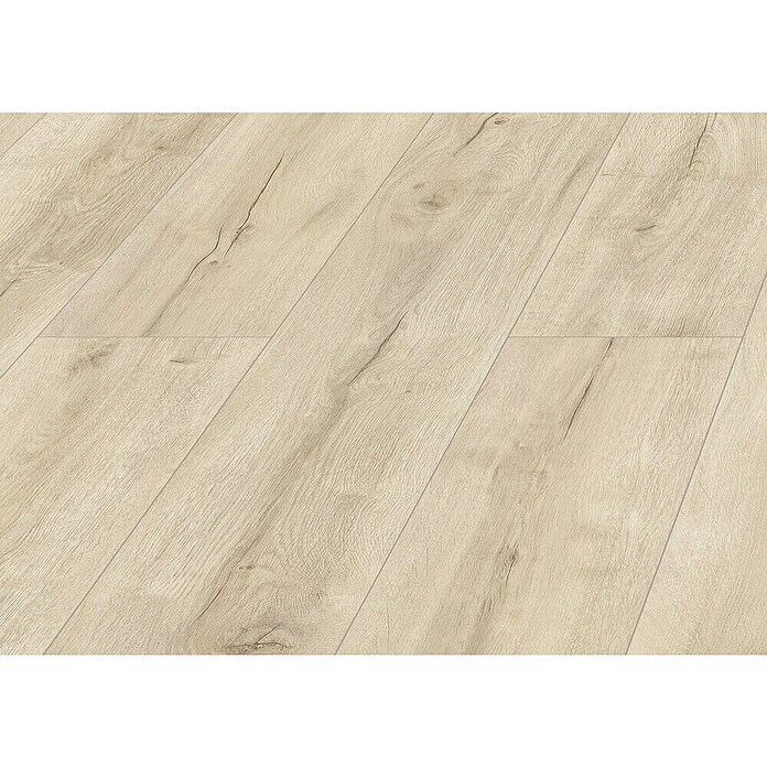 LOGOCLIC Laminado Hidro Roble Siena (1.380 x 191 x 8 mm, Beige, AC4, Resistente al agua) | BAUHAUS